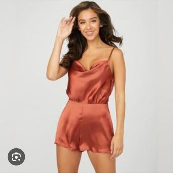 Guess Pants - Guess Satin Rust Jumpsuit
